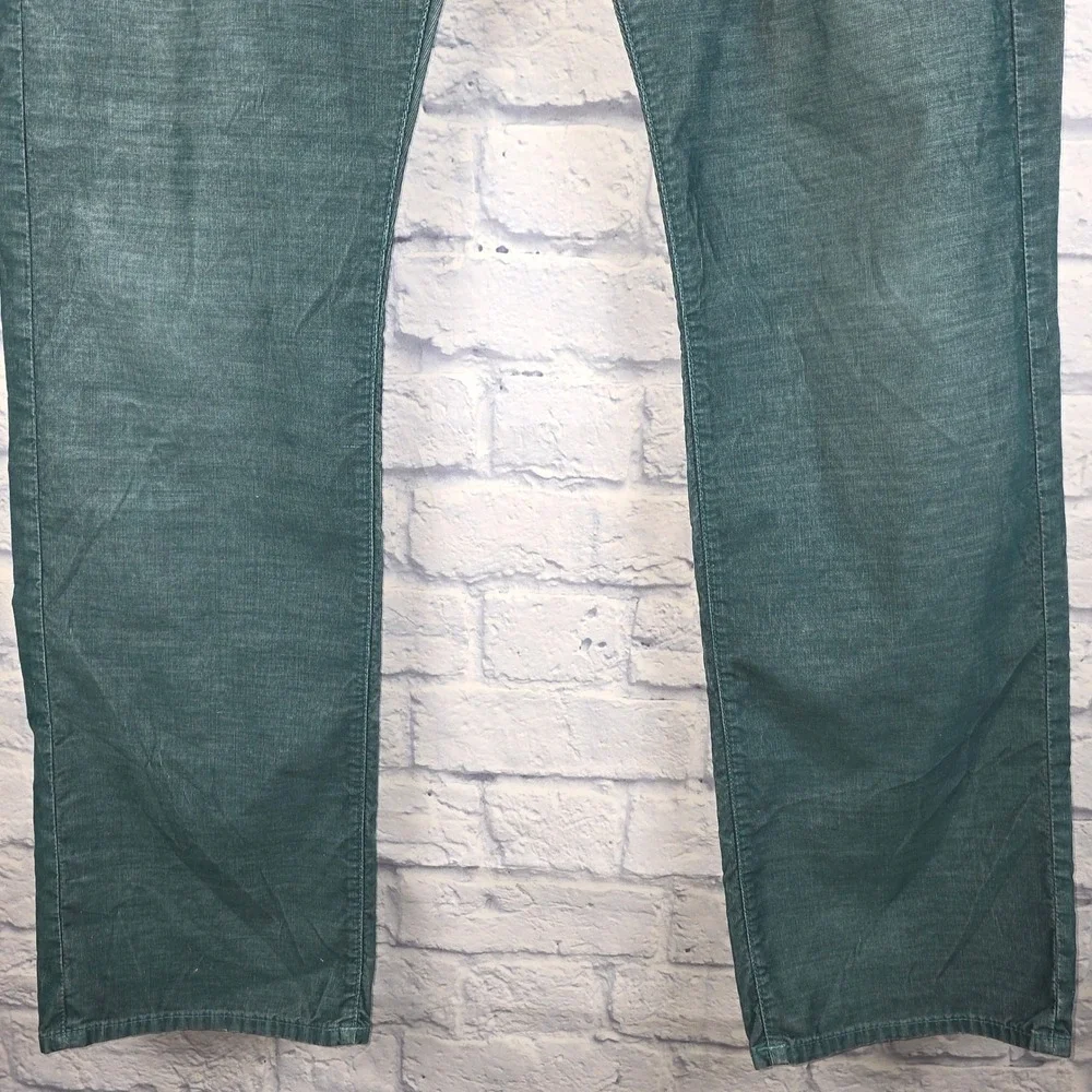 True Religion Bobby Mens Straight Leg Corduroy Pants Teal‎ Blue Green Size 36X33